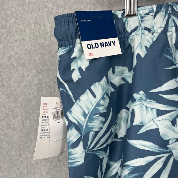 Old Navy Mens 7" Inseam Swim Trunks Size XL Blue Palm Island Lined Beach NEW - Picture 6 of 11